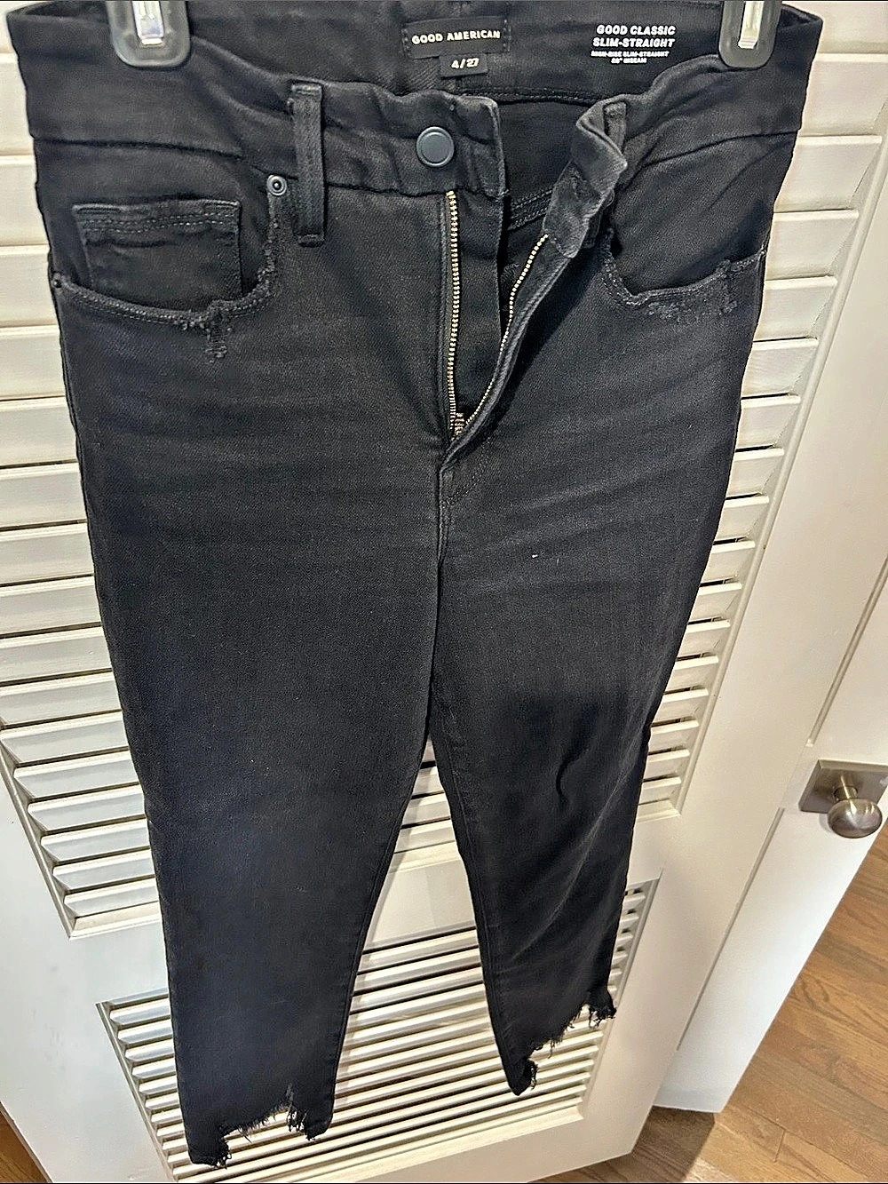 Good American Good Classic Slim Straight Black Jeans Waist 27